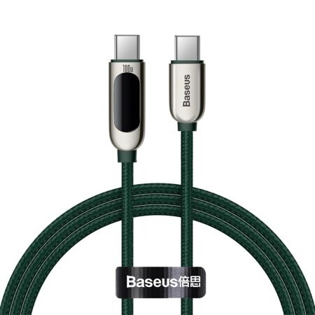 Кабель USB-C BASEUS Display Fast Charging, Type-C - Type-C, 5A, 100W, 1 м, зеленый - 2