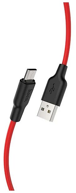 USB кабель HOCO X21 Plus Silicone MicroUSB, 2.4А, 1м, силикон (красный/черный) - 1