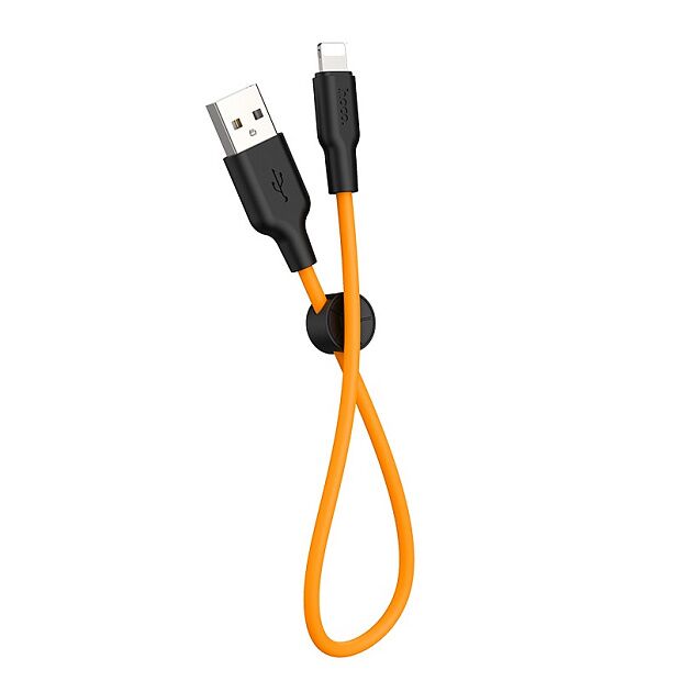 USB кабель HOCO X21 Plus Silicone Lightning 8-pin, 2.4А, 1м, силикон (оранжевый/черный) - 1