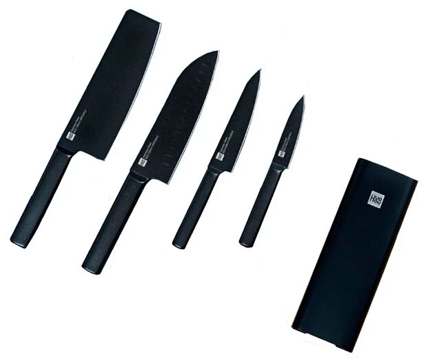 Набор ножей HuoHou Heat Cool Black (4 ножа  подставка) (HU0076) (Black) EU - 14