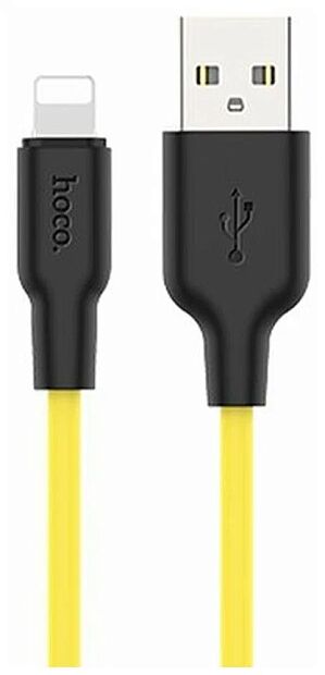 USB кабель HOCO X21 Plus Silicone Lightning 8-pin, 2.4А, 1м, силикон (желтый/черный) - 6