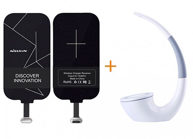 Nillkin Magic Tags Type-C Wireless Charging Receiver + Nillkin Phantom Wireless Charger Lamp 