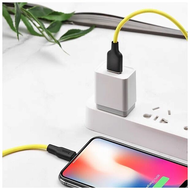 USB кабель HOCO X21 Plus Silicone Lightning 8-pin, 2.4А, 1м, силикон (желтый/черный) - 5